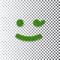Green grass wink smile 3D. Smiley grassy emoticon icon white transparent background. Happy smiling sign. Symbol