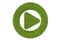 Green grassy media player button, 3D rendering