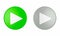 Green and gray Play marker buttons. Active and deactive buttons. Buttons on a white background with clipping path isolated on