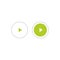 Green and grey play icons in circle. Film or Media icon flat. button. pictogram