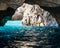 The Green Grotto also known as The Emerald Grotto, Grotta Verde, on the coast of the island of Capri in the Bay of Naples, Italy