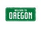 GREEN grunge banner. Welcome to Oregon. Vector outline Illustration