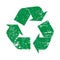 Green grunge recycling logo icon illustration