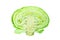 Green half head of cabbage on white background isolated close up, cutted piece of ripe white cabbage, sliced Brussels sprouts