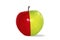 The Green and half red apple isolate on white background