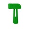 Green Hammer icon isolated on transparent background. Tool for repair.