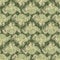 Green hand drawn Spinosaurus dinosaur seamless pattern. Gender Neutral Jurassic fossil silhouette for baby nursery. Home