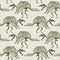 Green hand drawn Spinosaurus fossil bones dinosaur seamless pattern. Gender Neutral Jurassic silhouette for baby nursery