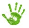 Green handprint cut out