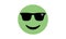 green happy face emoji with sunglasses and seedling reflection, it is cool to care about the environment