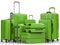 Green hard case luggages on white background