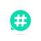 Green hashtag logo with shadow