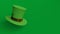 Green hat from the feast of St. Patrick floating, isolated on green background. Three-dimensional illustration