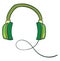 Green headphone, vector or color illustration