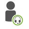 Green Headset icon with people symbol