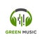 Green headset music logo design