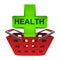 Green health cross in red basket vector