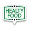 Green healty food web paper label badge on white