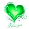 Green heart with I love you text