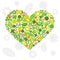 Green Heart Made of Flowers