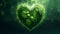 Green heart made of leaves as a symbol of earth love and healthy enviornment. Green life concept. The texture of heart shape