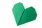 Green heart origami on white