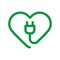 Green heart plug line icon. Sustainable power sources. Clean energy love concept.