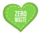 Green heart with text inside, green concept of eco friendly, zero waste, save nature, no plastic