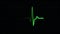 Green heartbeat line on EKG screen with grid background