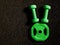 green heavy dumbbells and barbell metal weight disc in shape of Easter bunny