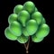 Green helium balloons bunch. party decoration classic