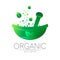 Green herbal bowl vector logotype. Concept symbol for medical, clinic, pharmacy business or shop. Nature design with few