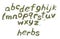 Green herbs english alphabet Herbal tea from dried