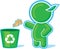 Green Hero throwing Garbage to the Recycle Contain