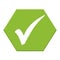 Green Hexagon Button showing Tick, Confirm or Select