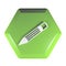 Green hexagonal push button with pencil icon - 3D rendering illustration