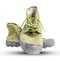 The Green hiking shoes with dirty dust white background