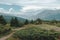 Green hill in front of mountains of Prevalla, Prizren, Kosovo in