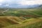 green hills highland mountain landscape, Kyrgyzstan, Central Asia