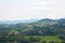 Green hills view from panoramic viewpoint in Mondovi, Piedmont, Italy