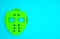 Green Hockey mask icon isolated on blue background. Happy Halloween party. Minimalism concept. 3d illustration 3D render