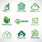 Green home logo ( nature and modern concept ) vector set design