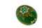 Green home made easter egg with flower ornamental painting, white background