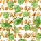 Green hops with fresh beer seamless pattern. oktoberfest background