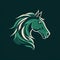 Green Horse Head Logo: Detailed Character Illustration In Martiros Saryan Style