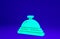 Green Hotel service bell icon isolated on blue background. Reception bell. Minimalism concept. 3d illustration 3D render