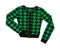 Green houndstooth check pullover