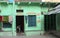 A green house of concrete in small town in India