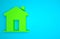 Green House icon isolated on blue background. Real estate agency or cottage town elite class. Minimalism concept. 3D