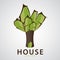 Green House logo design illustration,Tree house, web icon, Ecology sign